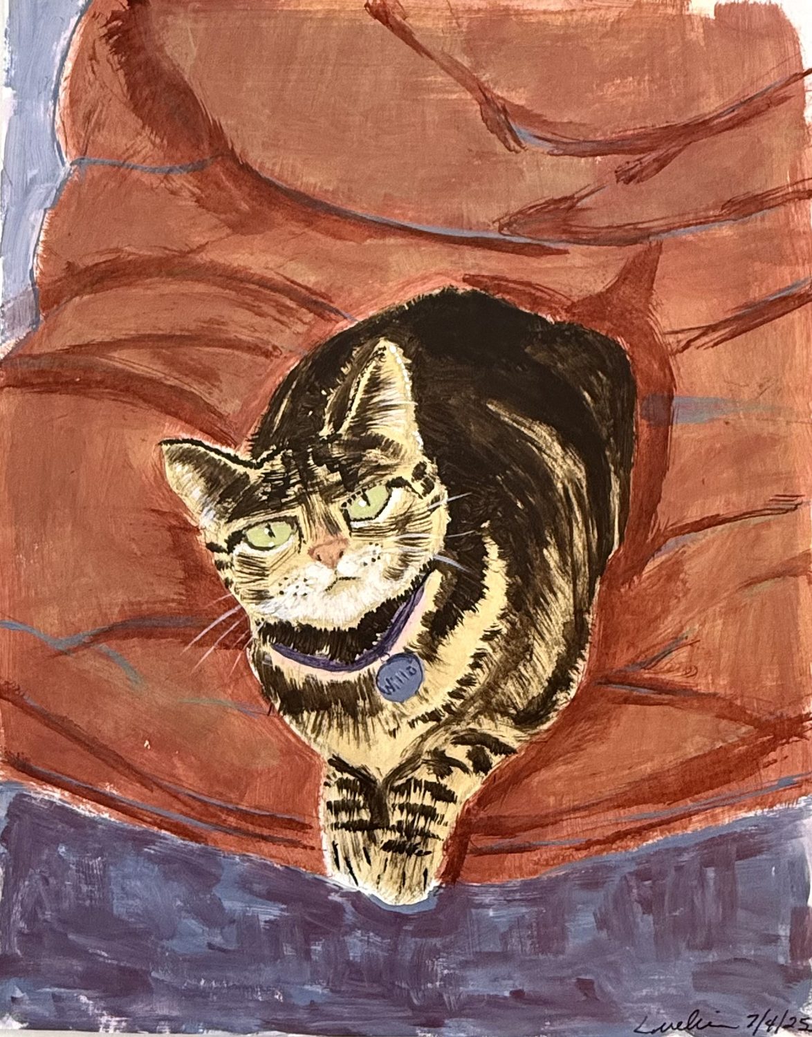 A tabby cat portrait, titled Queen Willa.
